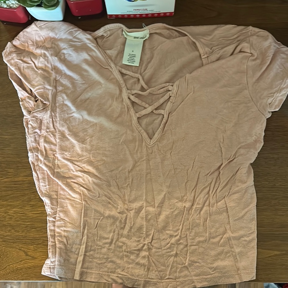 Wet Seal Peach Crisscross Top